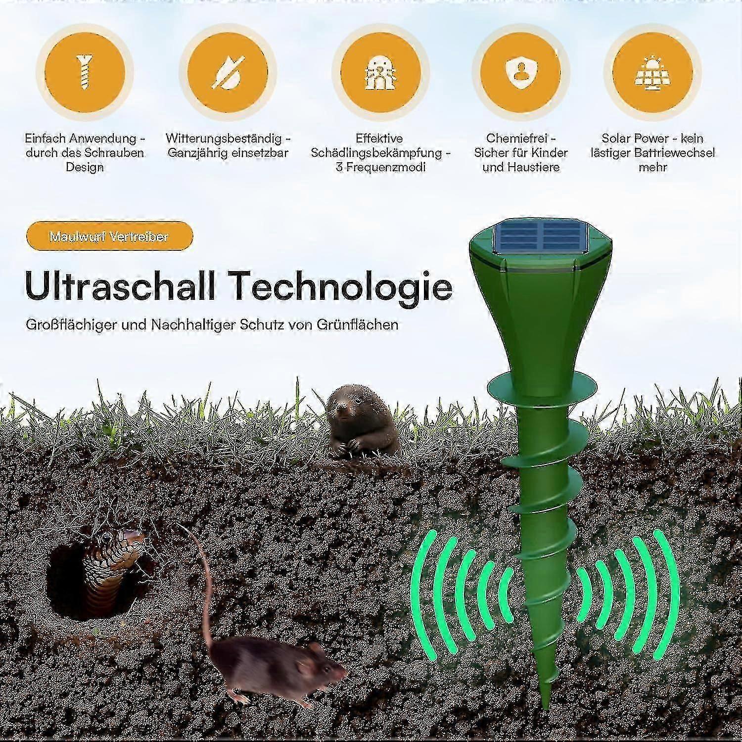 Mole Repeller Vole Repeller Pack Of 2 - Fast Results With Extreme Effective Radius I Repel Vole Mole - Solar Mole Repellent - Also Against VolesAAAAS