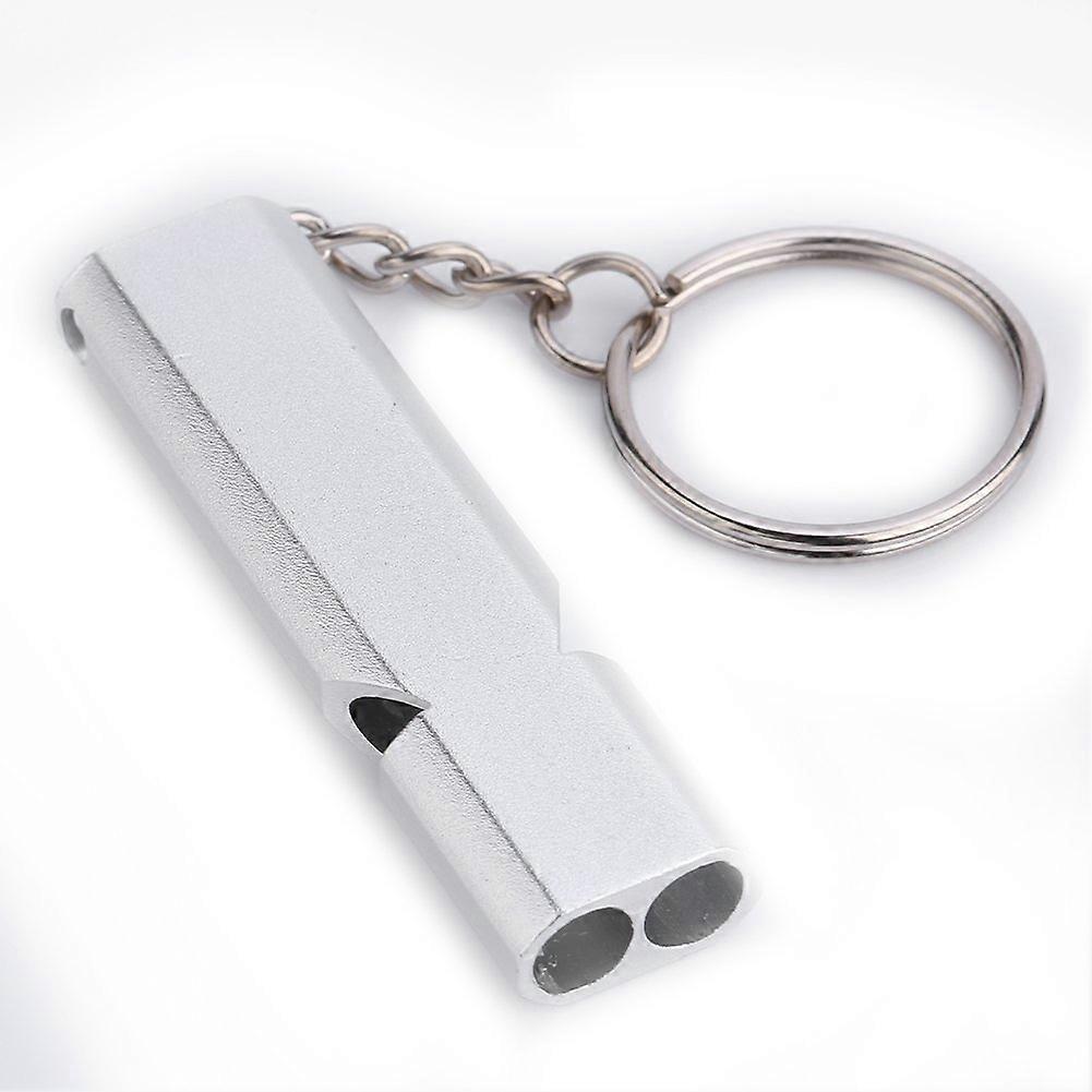 Outdoor Emergency Survival Whistle With Key Ring Aluminium Alloy Silver EDC Tool Life Saving Tool