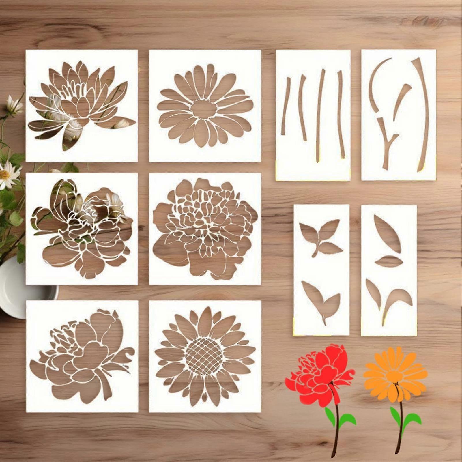 Sunflower Stencils for Painting, Reusable 30 x 30 cm Floral Patterns, Precision-Cut Durable Material for Wall, Wood, Canvas Art