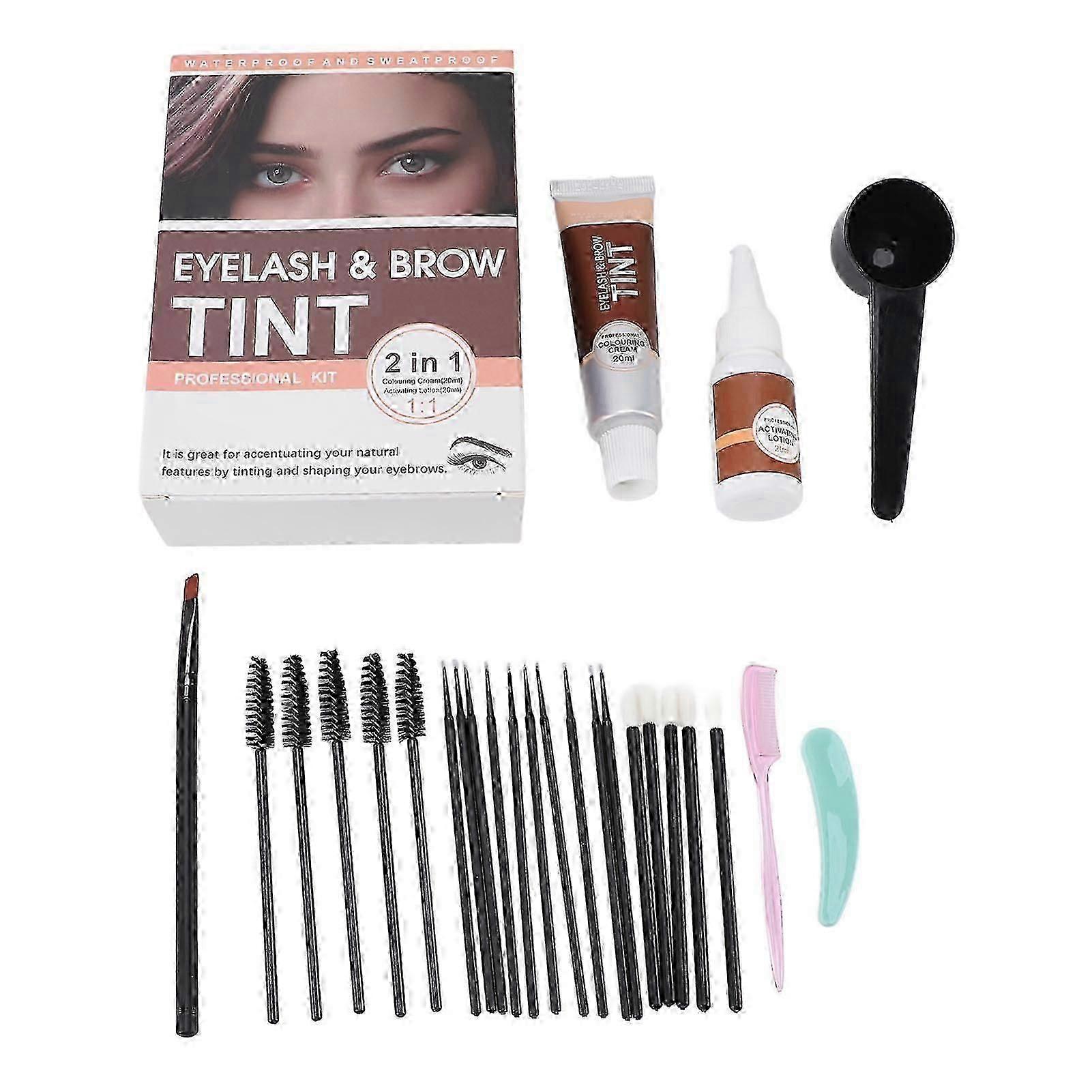 Eyebrow Dye Cream Kit Eyebrow Tint Lasting Eyebrow and Eyelash Dye Kit Eyelash and Brow Tint for Women Brown