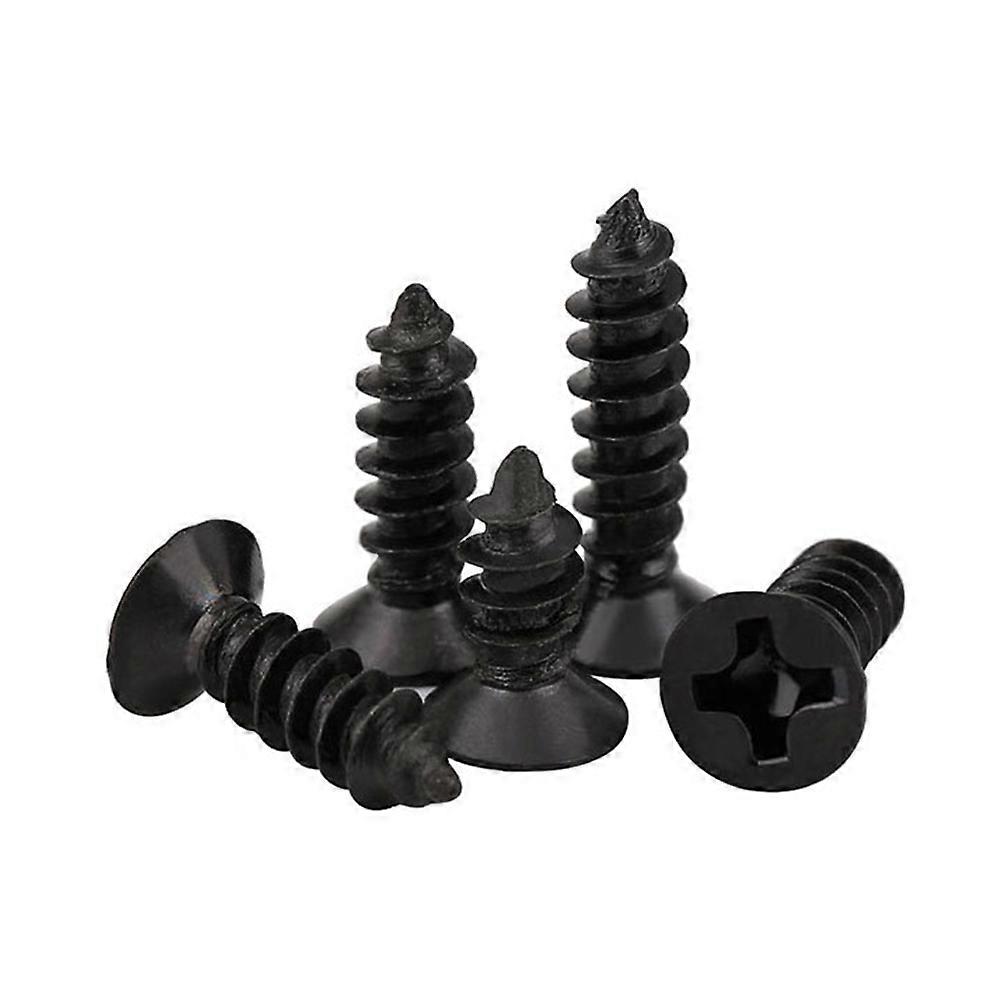 Flat End Screws Self Tapping Screw Diy Projects Black 100Pcs