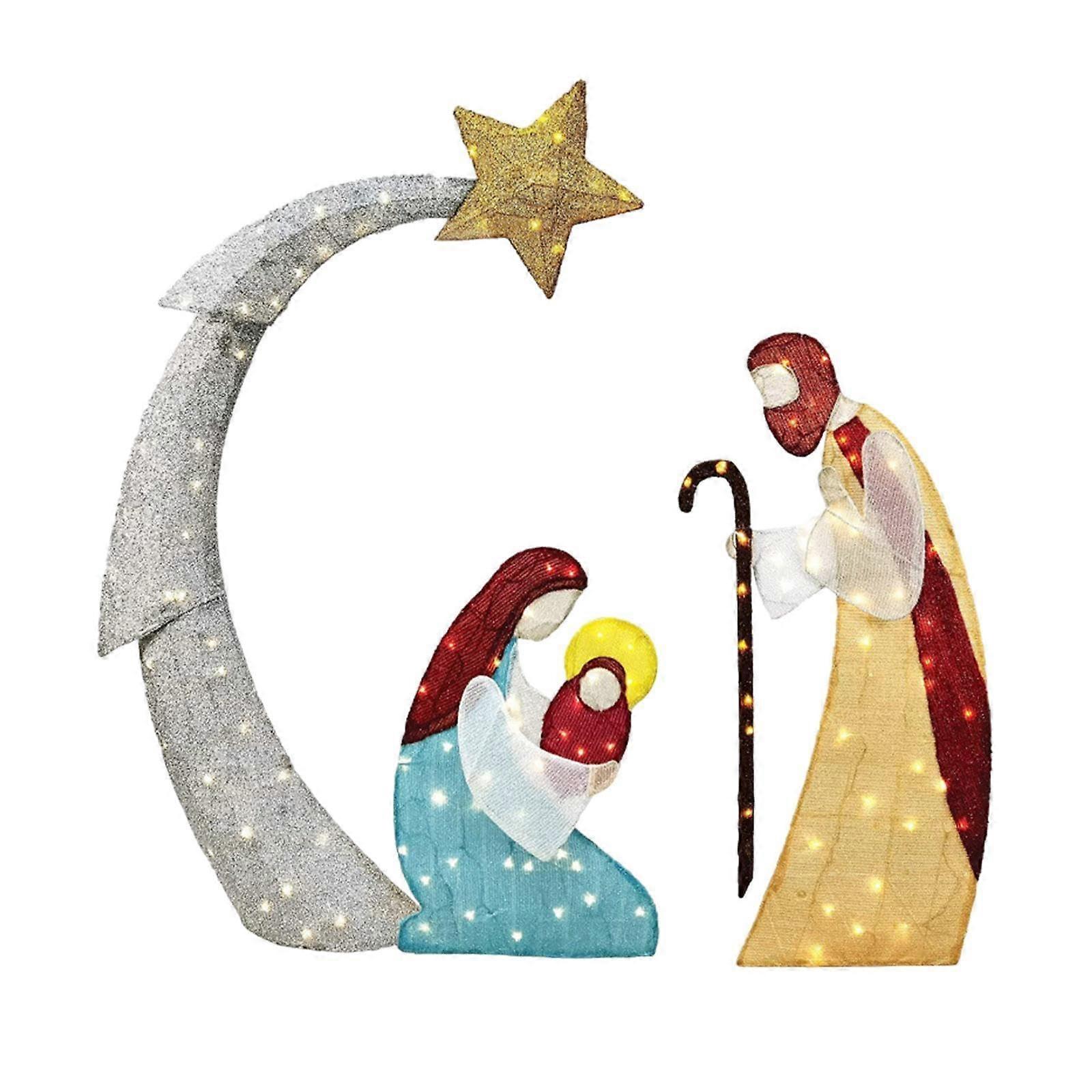 Nativity Sets for Christmas Acrylic Statues with LED Light, Tabletop Religious Figures, Birth of Jesus Decorations, Style B