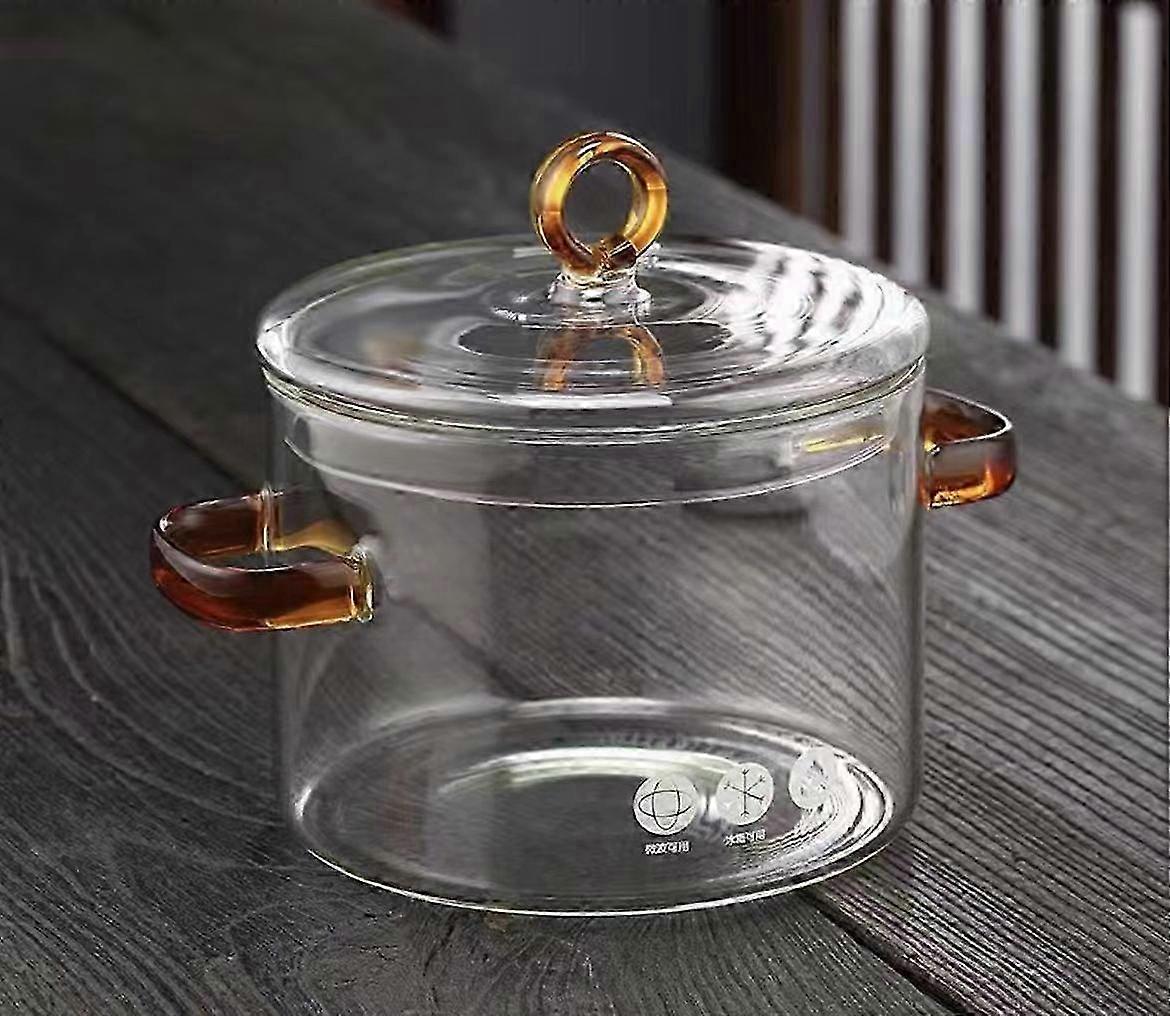 High borosilicate glass stew pot for soup household transparent cooking pot gas open flame high temperature resistant small crock pot mini soup pot bo