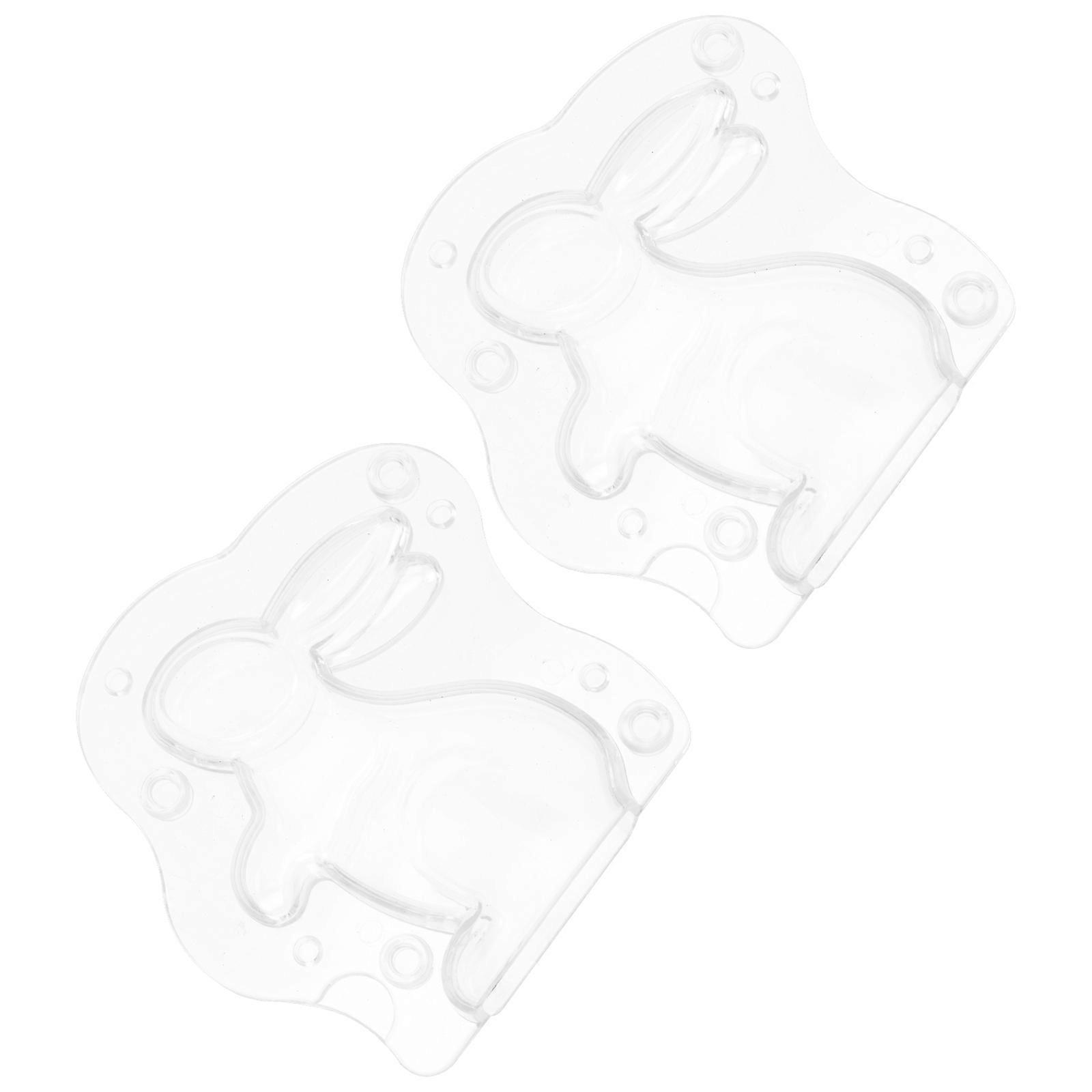 Bunny Shape Plastic Mold Diy Chocolate Mold Assorted Color Non-Stick Heat-Resistant Food-Safe 14X13Cm 2Pcs