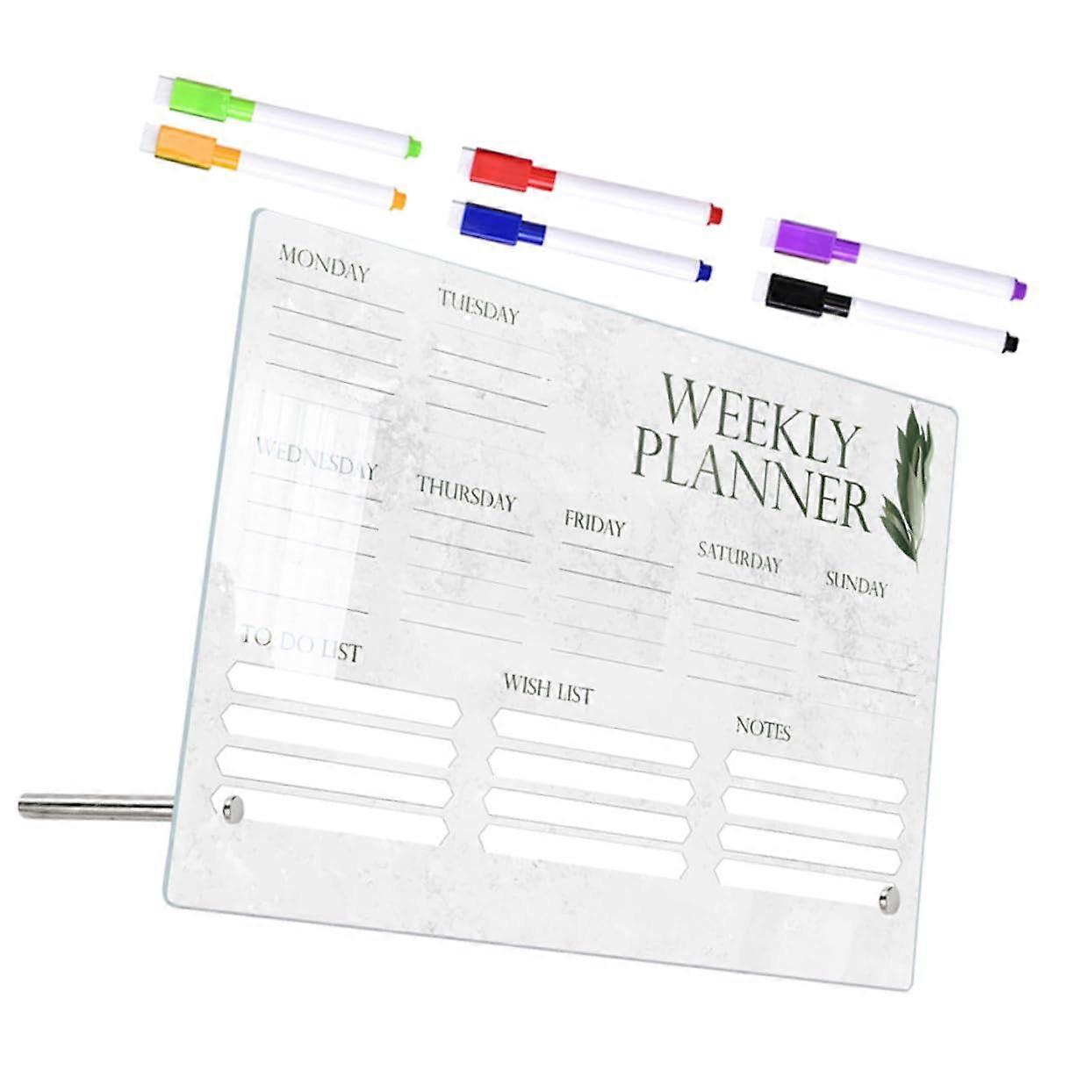 1 Set of Memo Board Wipe Clean Acrylic Board for School and Office Advertising Nails and Whiteboard Markers Versatile Use for Notes and Planning