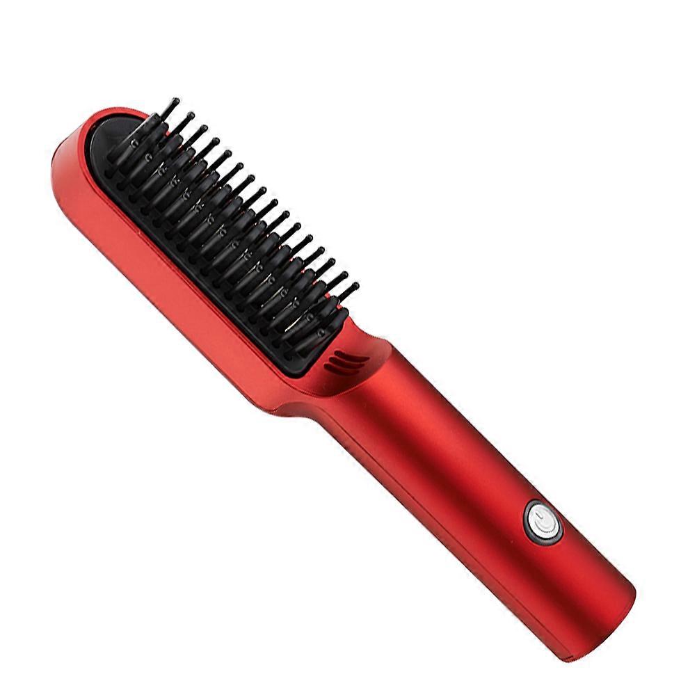 USB Rechargeable Cordless Hair Straightener Curler for Hair Styling in Red ABS Material 360 Degree Anti Scald Design