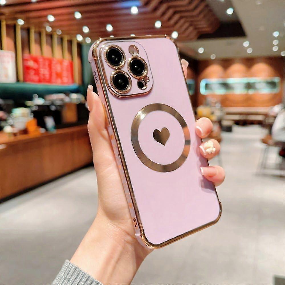 Magnetic wireless charging case for iPhone 14, 13, 12 Pro Max, 11, purple