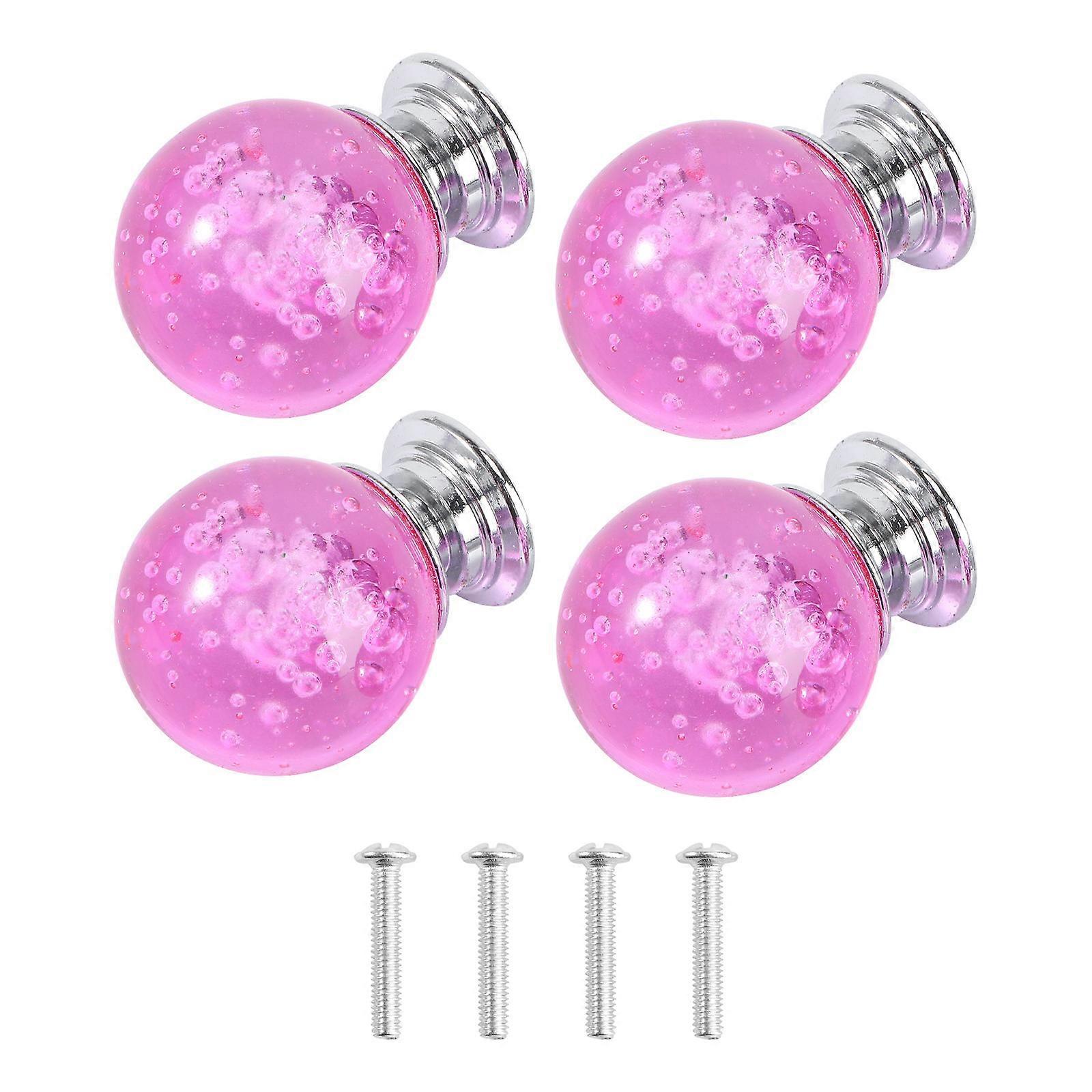 Interior Door Handles Chic Bubble Ball Shape Design Pink 4 Set A Pack