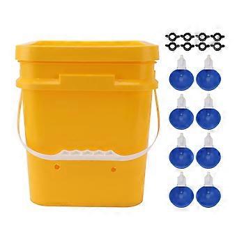 Automatische Kip Waterer Cup met 12L Handheld Barrel Pluimvee Drinking Equipemnt voor Goose Duck Bucket + Big Blue Bowl + Zwarte Schroeven