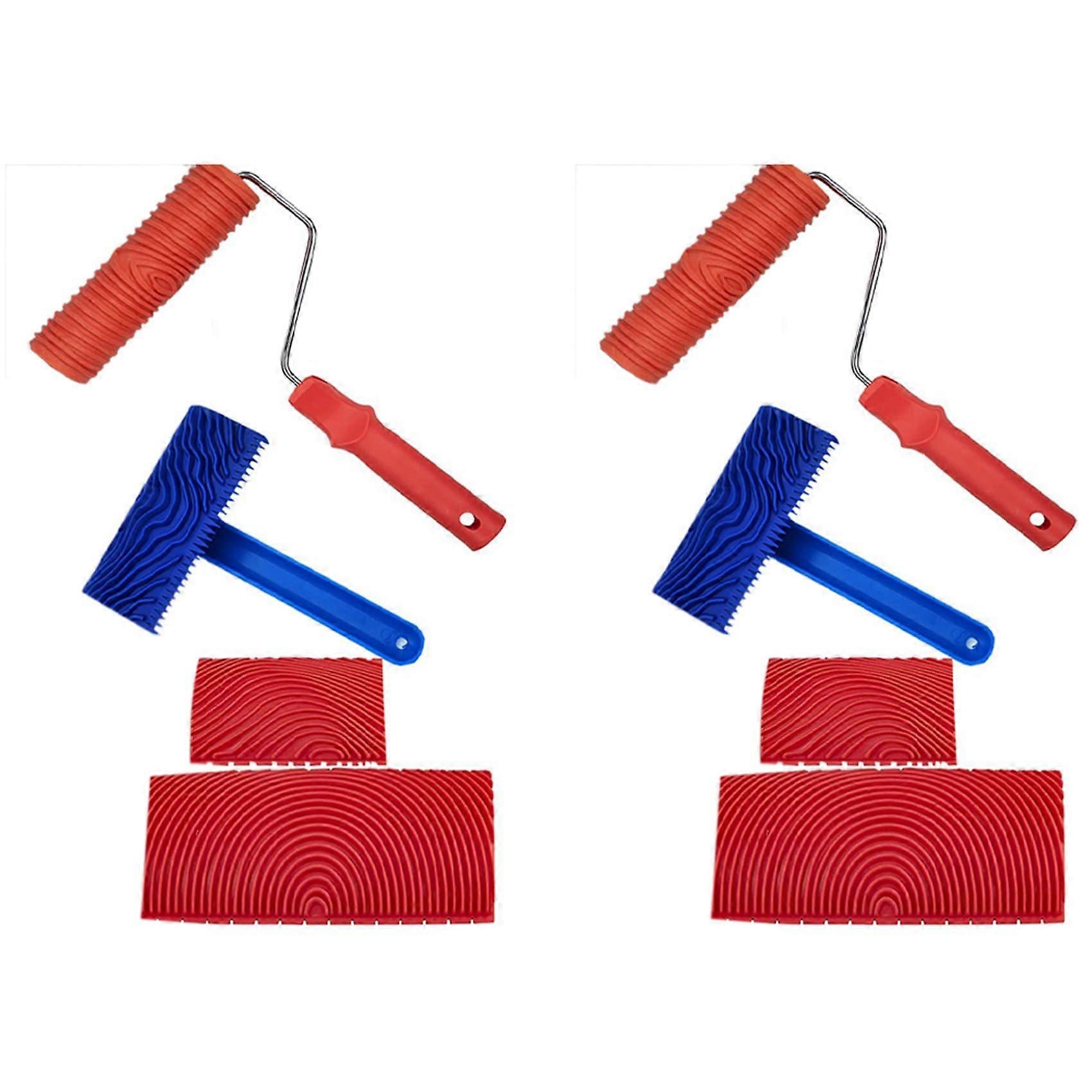8piece wood grain roller painting tools, texture pattern with handles, texture tool paint, for walls and ceilings