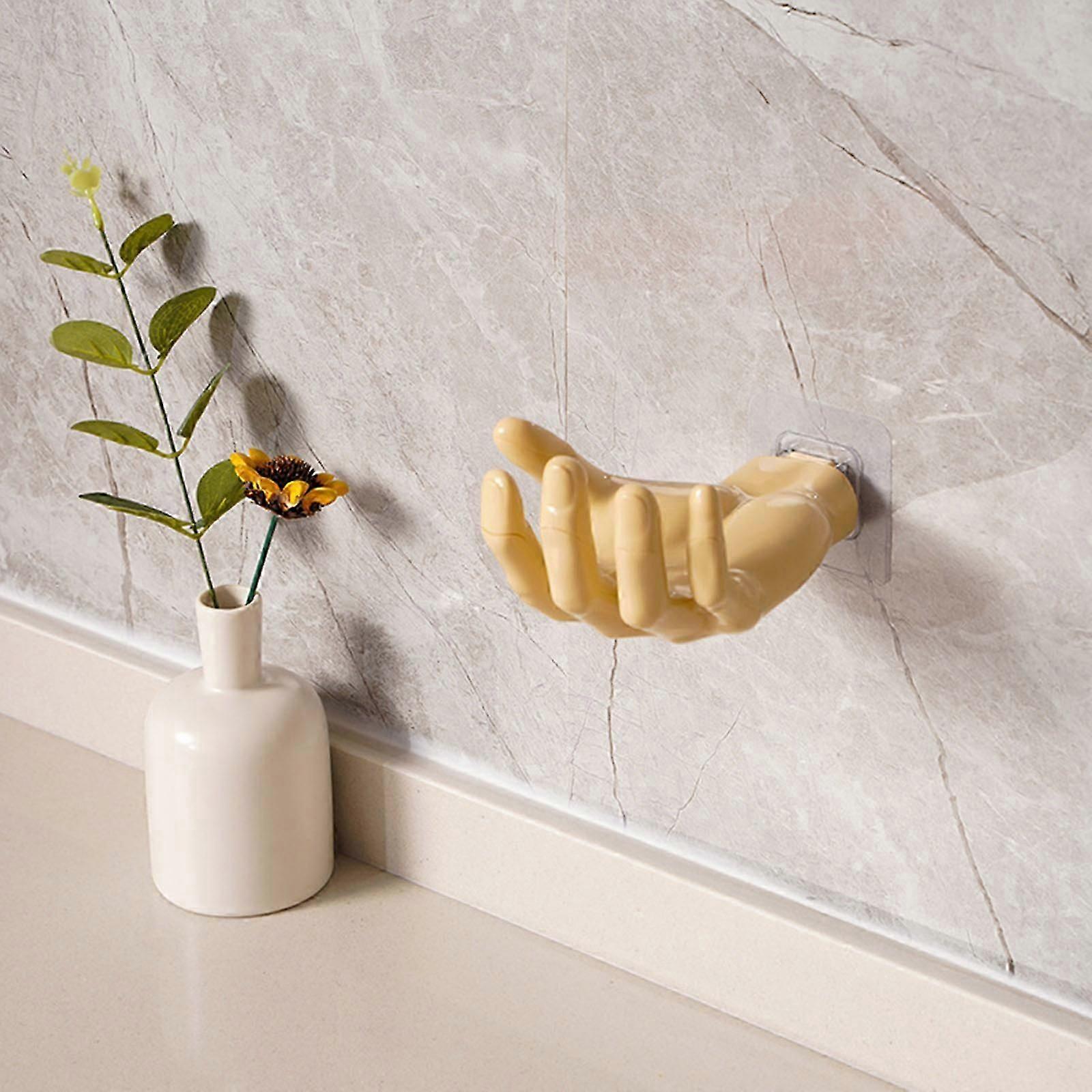 2pcs Palm Type Non-punching Non-marking Hook Wall Storage Key Hook Earphone Hook Shelf