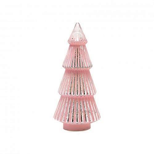 Medium Pink Crackle Effect LED Glass Christmas Tree
