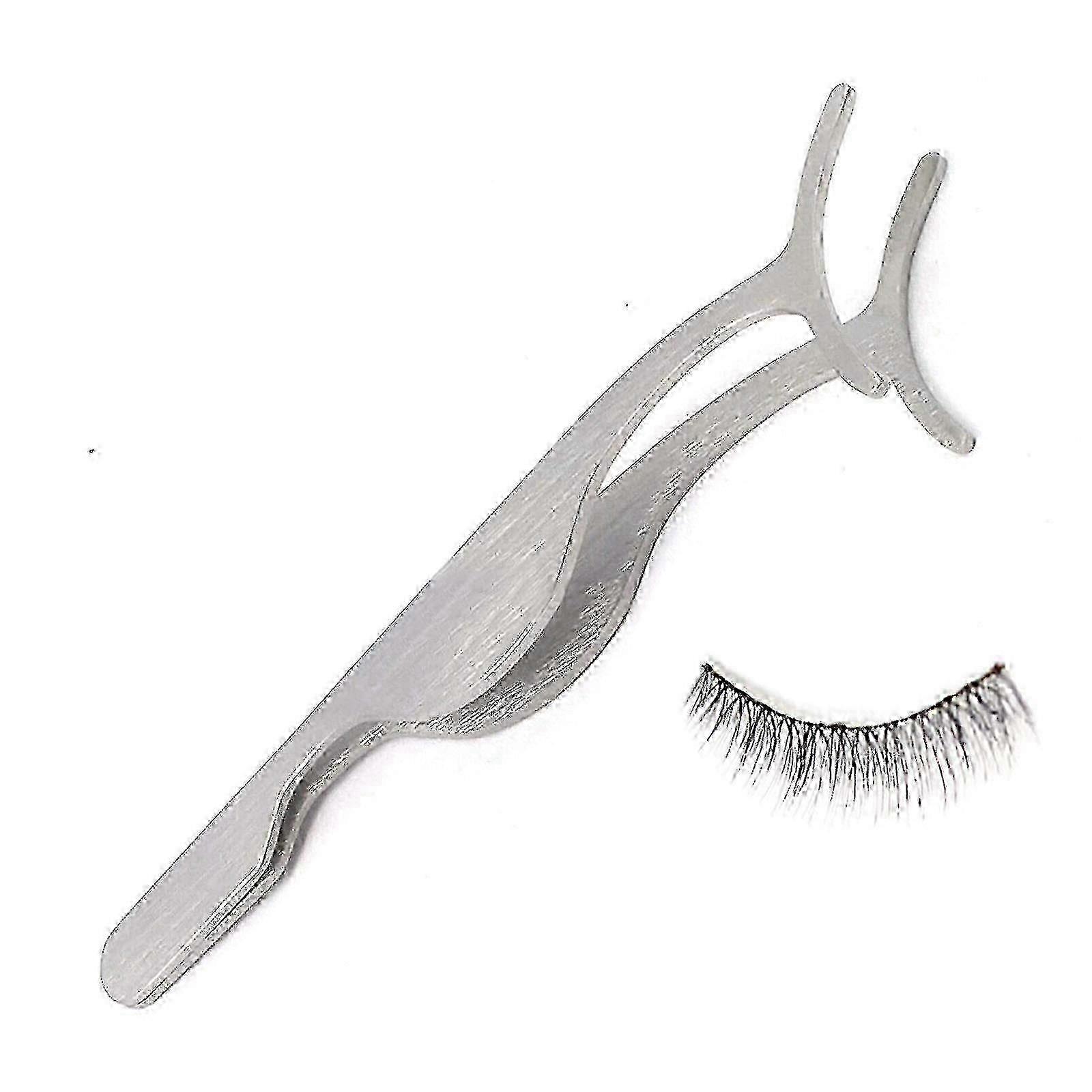2PCS Eyelash Applicator Tool & Extension Tweezers with Remover Clip Nipper - Silver Precision Tools for Flawless Lash Application