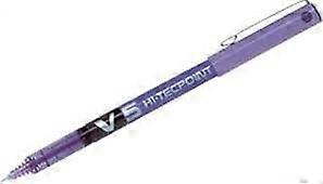 Pack of 5 V5 Liquid Ink Rollerball Pens Fine Tip Purple Ink Smooth Writing
