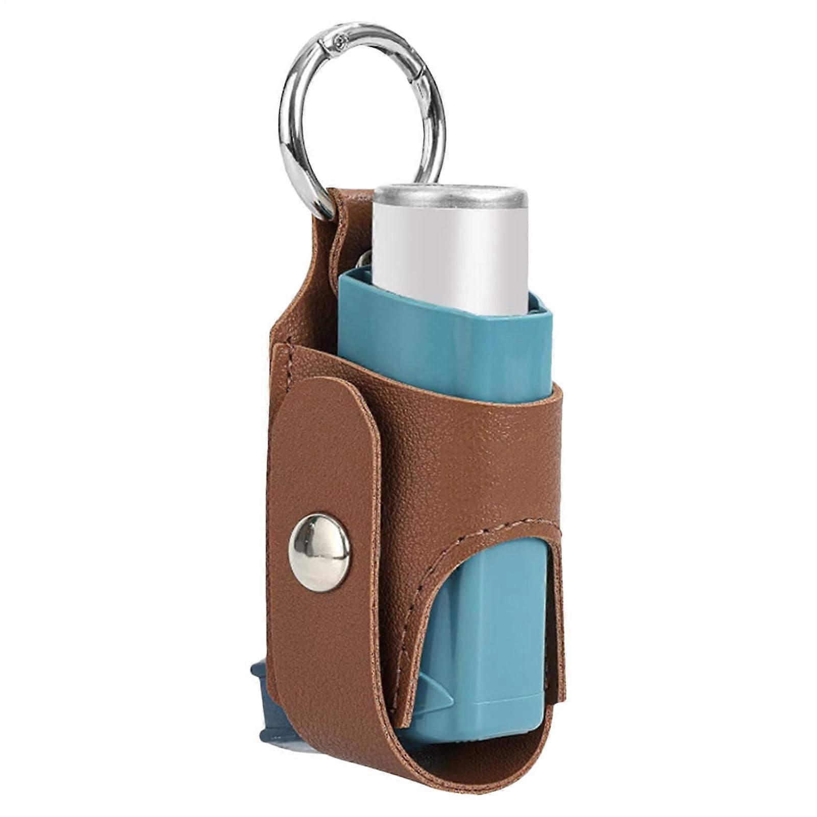 Inhaler Holder for Kids, PU Leather Inhaler Case Keychain, Metal Clip Spacer for Daily Use at School, Lightweight and Practical