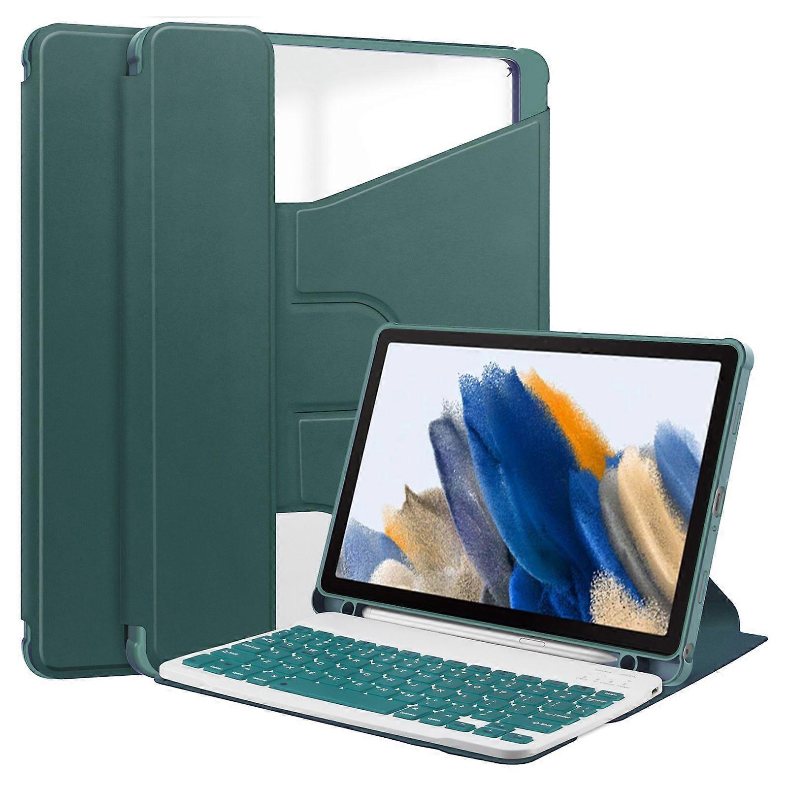 Tablet Case with Bluetooth Keyboard for Samsung Galaxy Tab A9+(Plus) Rotating Stand PU+Acrylic Cover