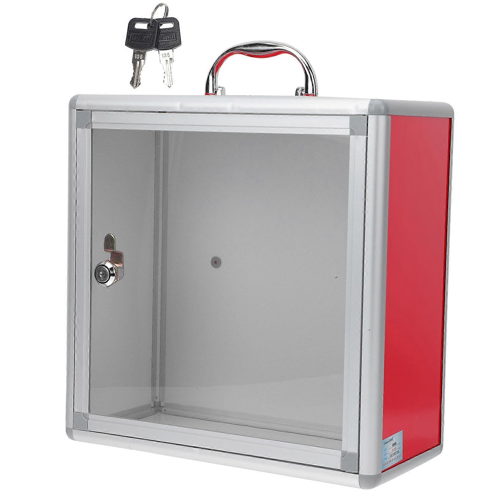 Red Aluminum Alloy Lock Box for Storage with Key and Transparent Design 1 Set