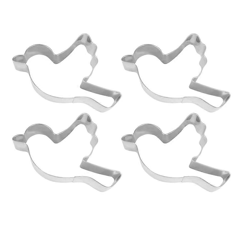 Bird Design Cookie Cutting Baking Tool Diy Baking Gadget Home Silver 4Pcs