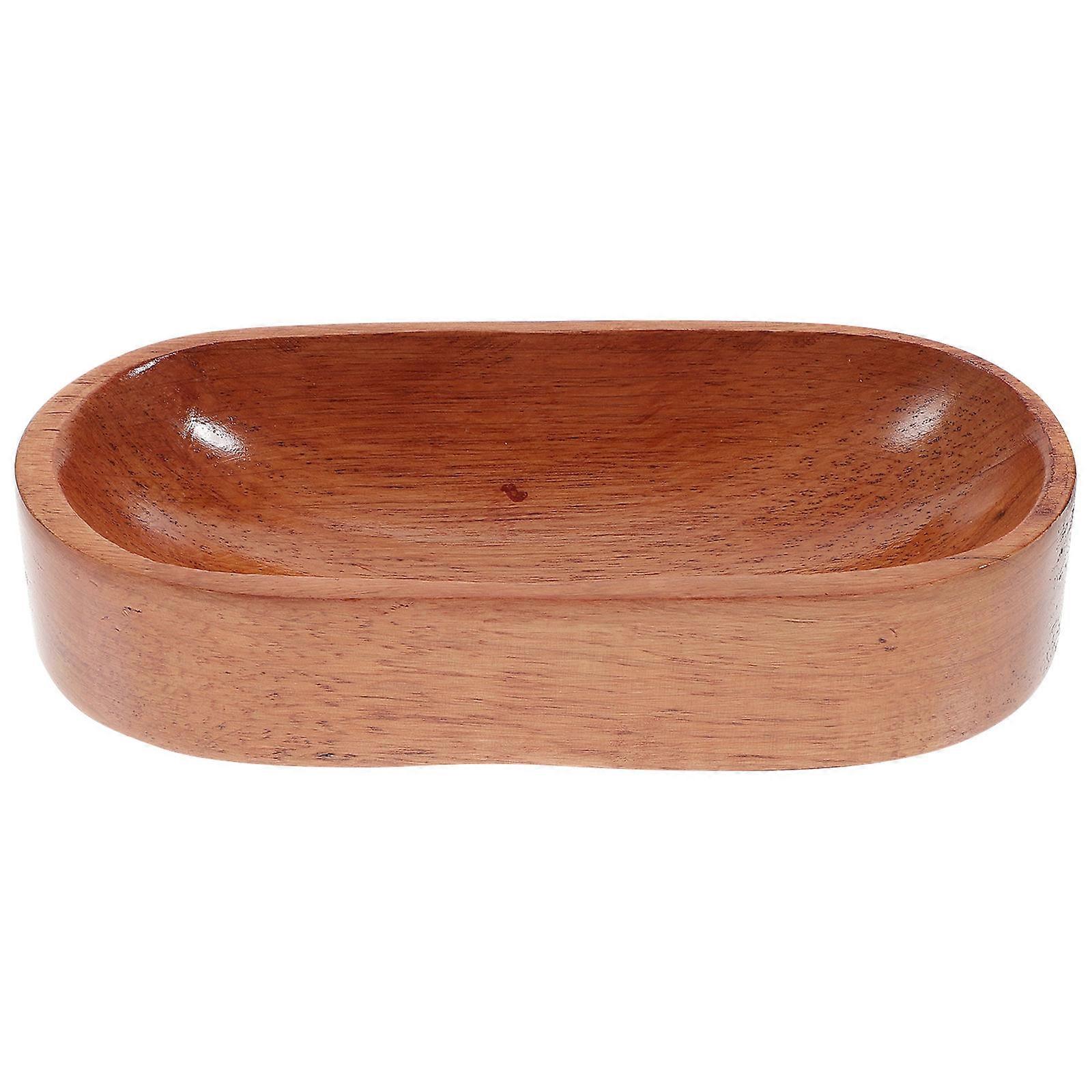 Solid Wood Tray Dried Fruit Plate Food Serving Dish Coffee Color 22X9CM Size For Tableware In Kitchen Use 1Pc