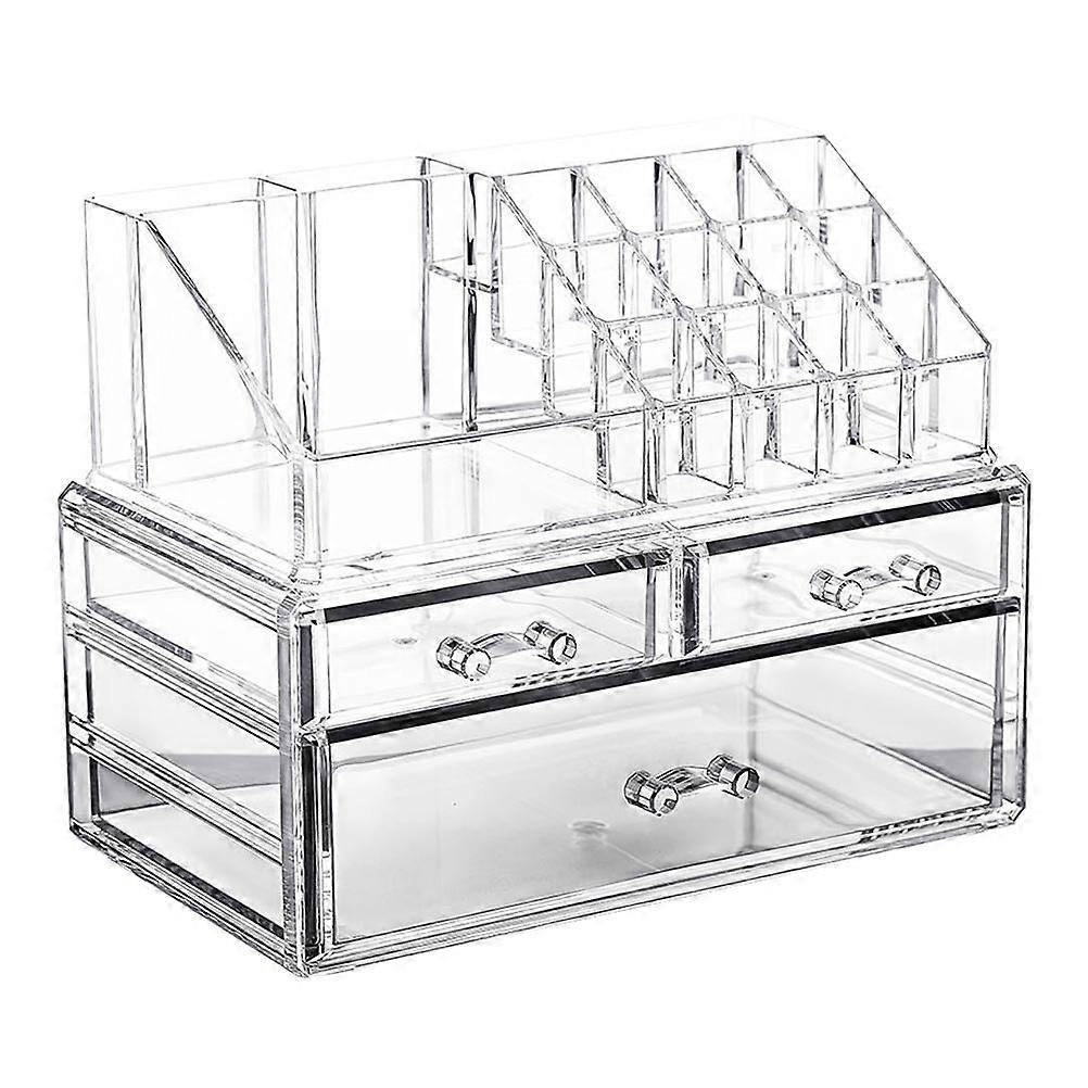 Makeup Storage Drawer Case Rectangular Organizer Clear Hard Plastic Easy to Clean Daily Use 1Pack