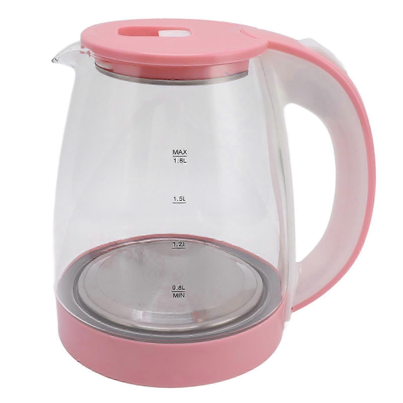 Pink 1.8L Electric Glass Kettle with Auto Shut-Off and Boil-Dry Protection hwy780