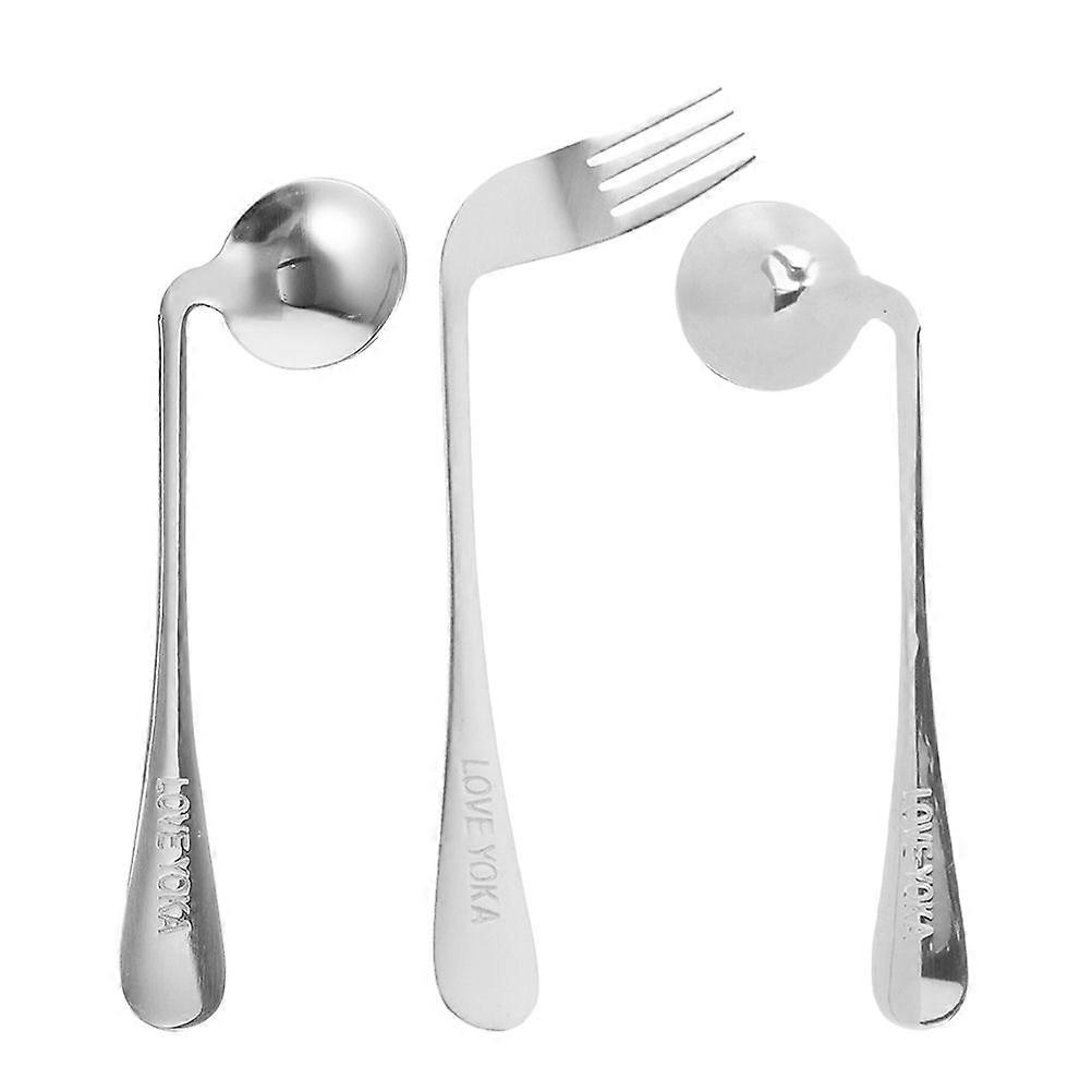 1 set of Elderly Curved Spoons Patients Feeding Utensils Patients Tableware Self-feeding Fork