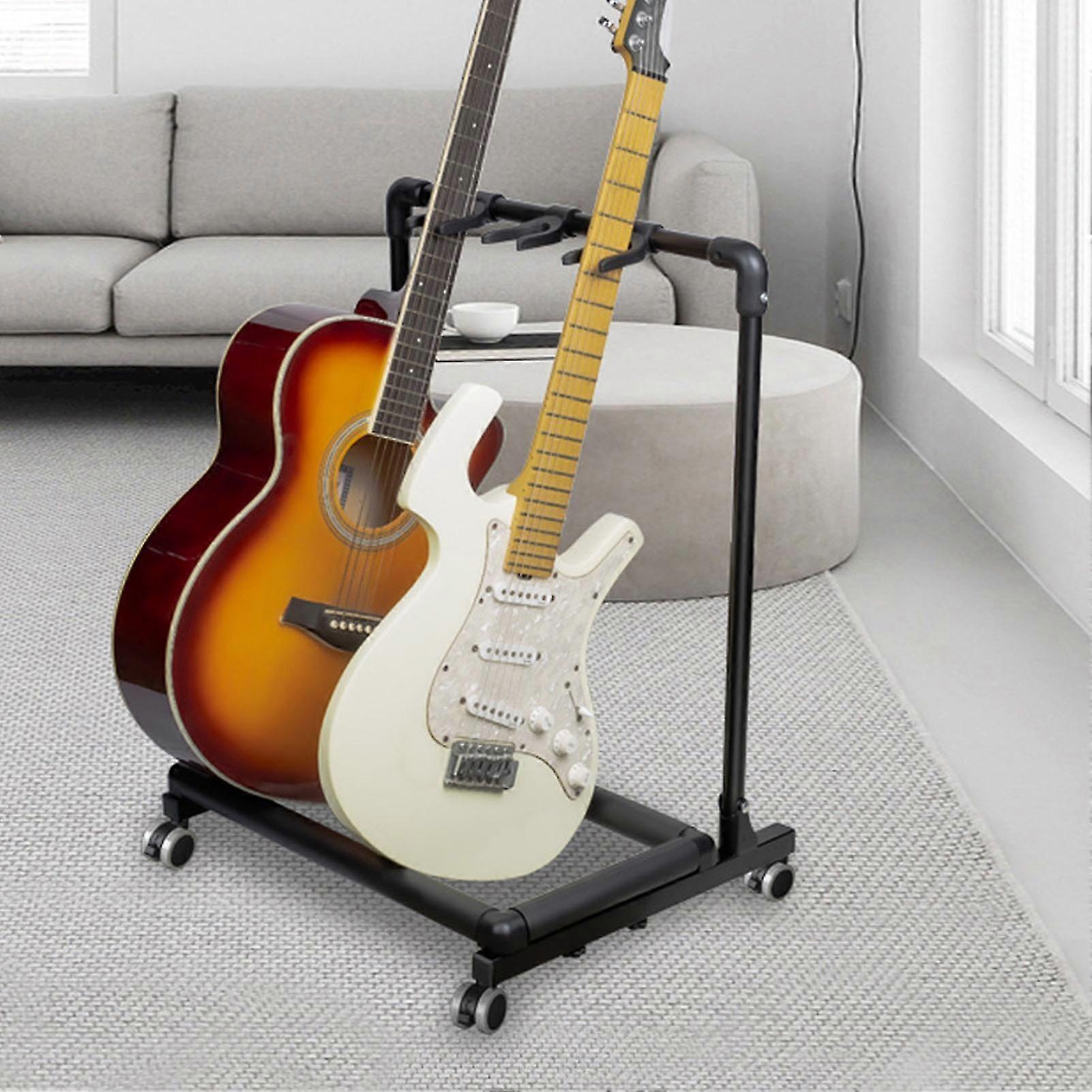 Multi Guitar Stand Metal And Eva Multiple Guitars Display Holder With Wheels For Shops Fl 13w
