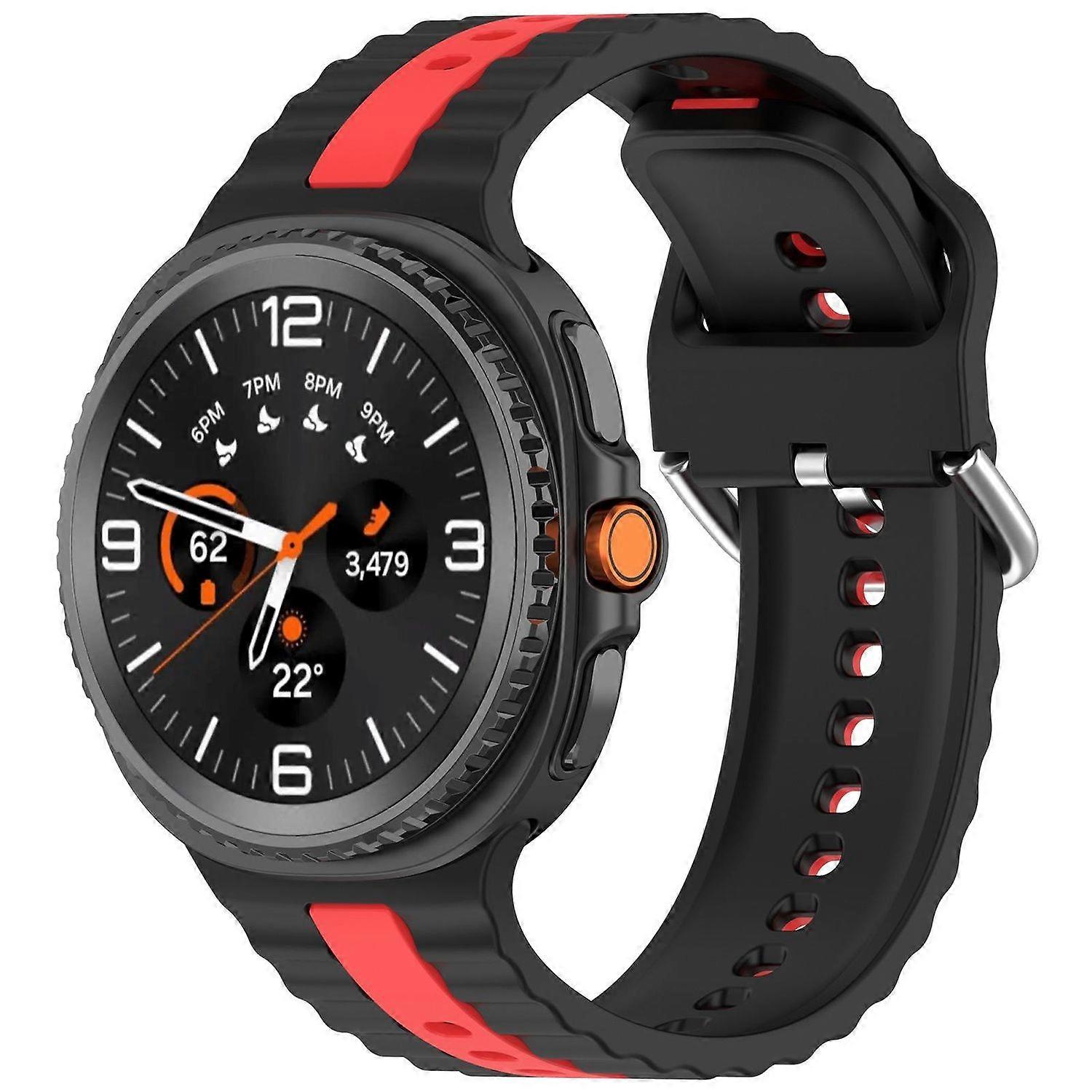 For Samsung Galaxy Watch 8 / 8 Two Color Silicone Band Black / Red