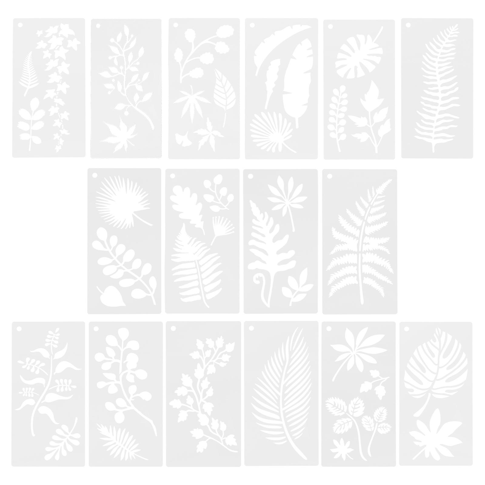 16Pcs Graffiti Drawing Stencils Leaves Shape For School Projects 30X15Cm Washable And Reusable Craft Templates