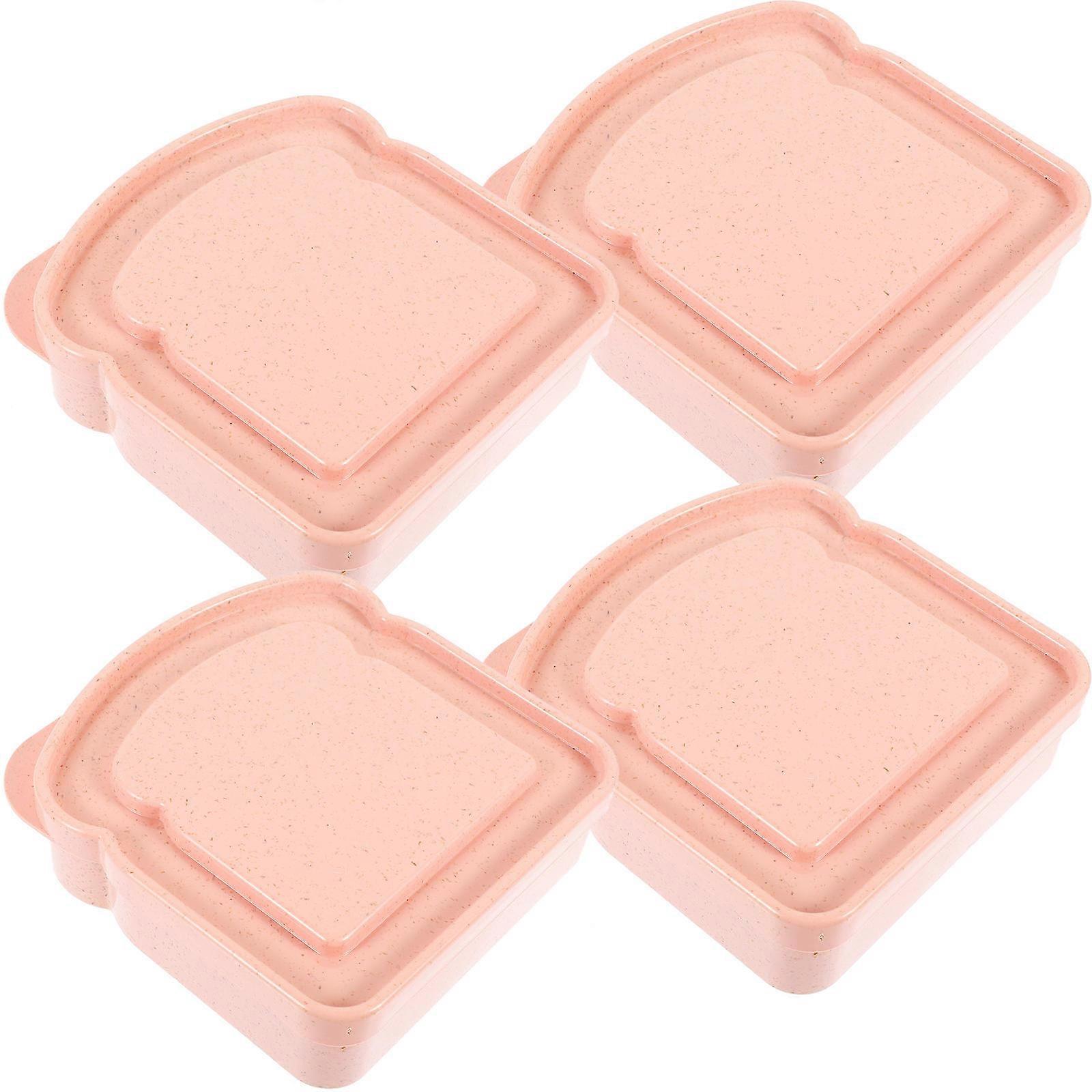 حاويات ساندويتش مع أغطية حاملات طعام غداء سفر 13X12.3X3.7CM محمولة 4 قطع