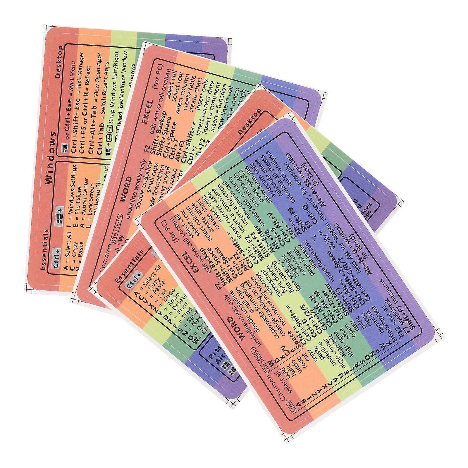 Laptop Shortcut Stickers for Decor Made of Paper 4 Sheets