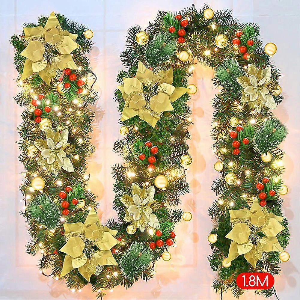 Xmas with 50 LED Artificial Red Berry Garland with Lights - Battery Operated Holiday Decoration for Indoor, Outdoor, Porch Door, and Party Decor