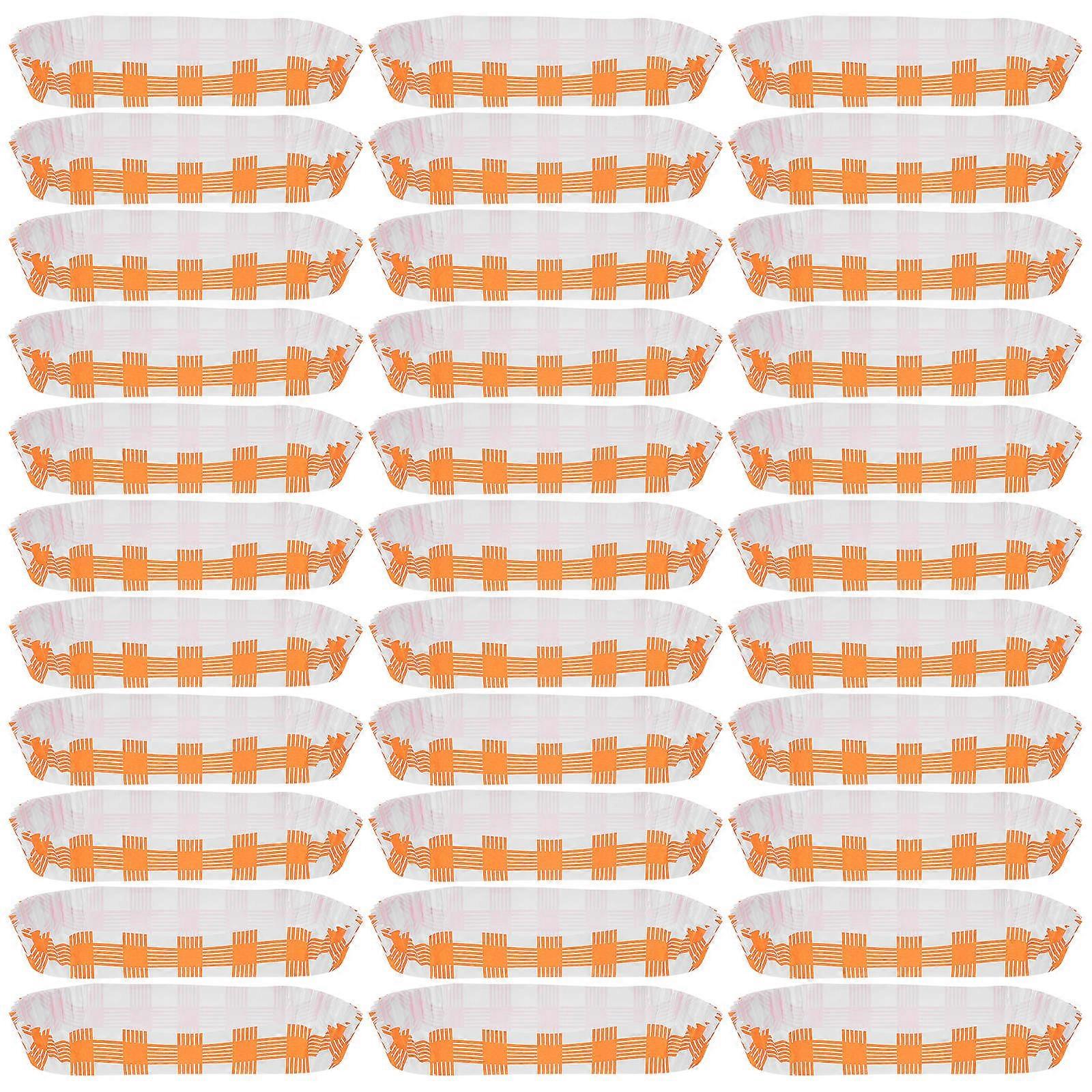 Hot Dog Trays For Snack Packaging Rectangular Groove Design Grease-Proof Paper Food Packing 100Pcs