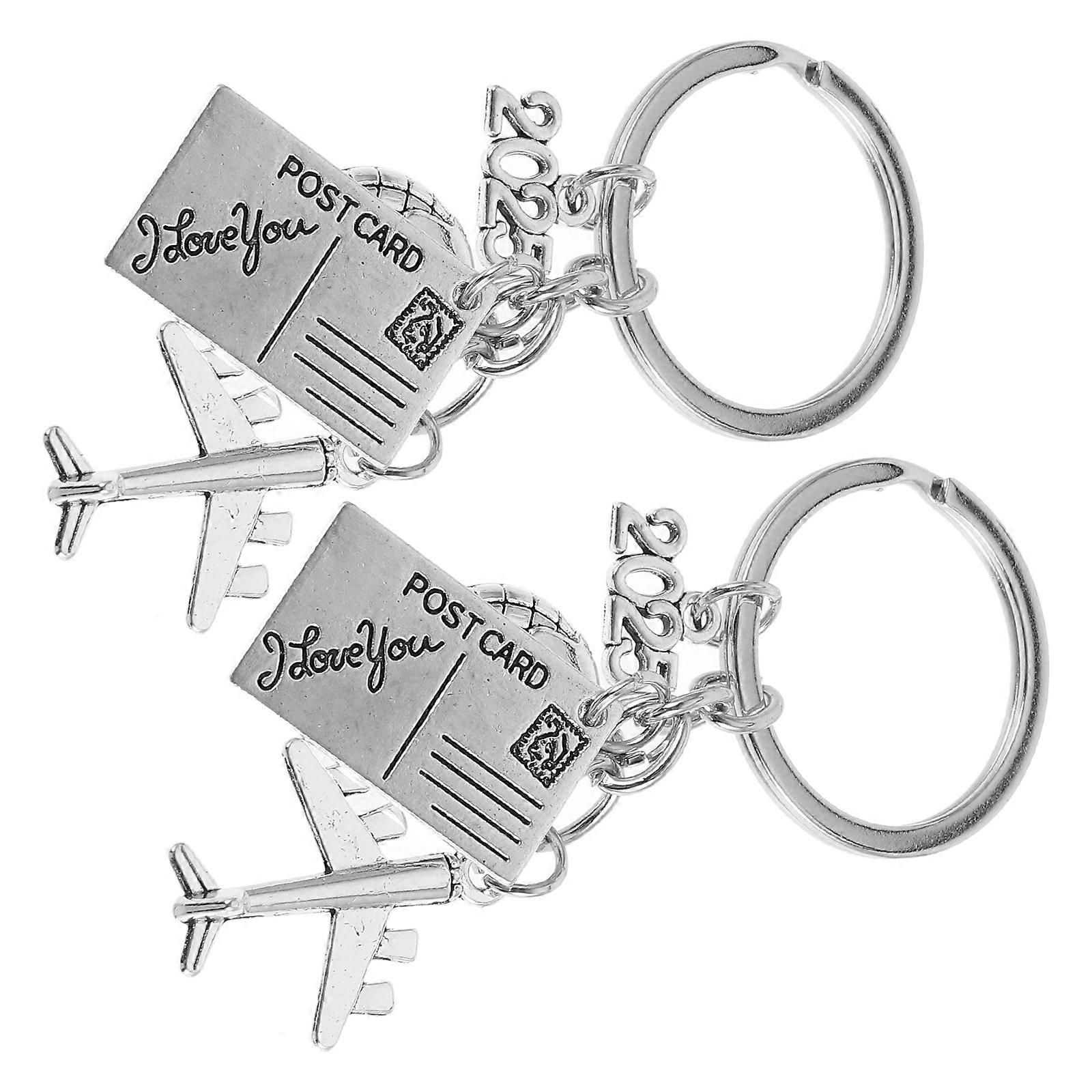 Globe Keychain With Airplane Charm For Travel Enthusiasts And Graduates 8.20X3.00X1.00CM 2Pcs