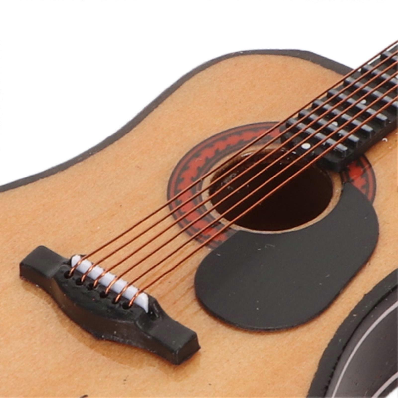 Miniature Wooden Guitar Model High Simulation Electric Guitar Mini Musical Instrument with Stand and Case for Home Decor