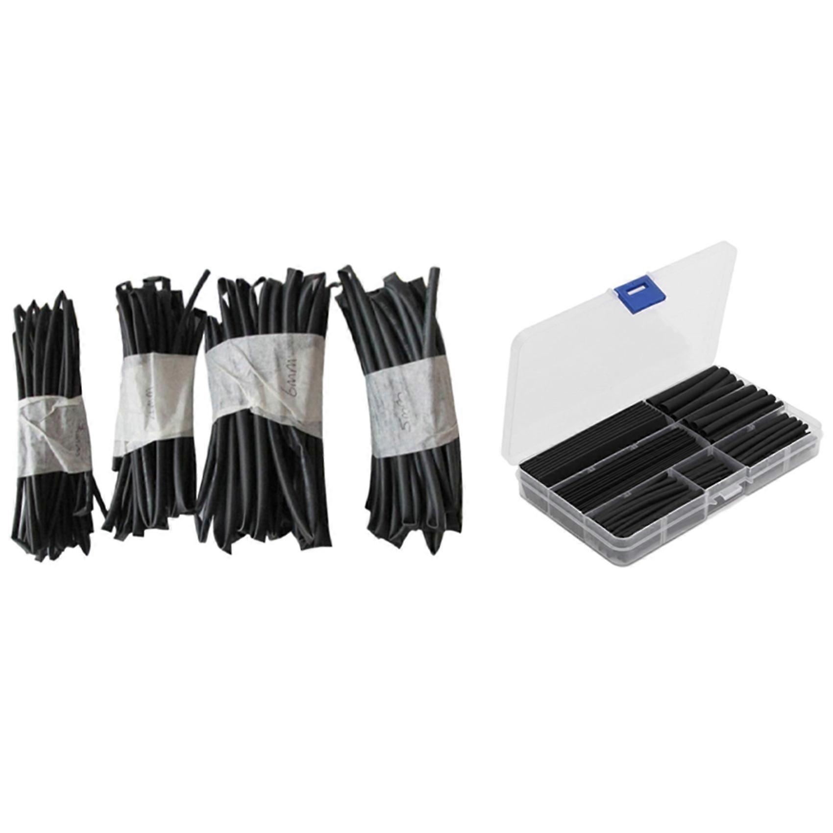 150Pcs Wire Black Case Set Heat Shrink Tubing Wrap Tube Assorted Sleeves with Heat Shrink Tubing 3-4