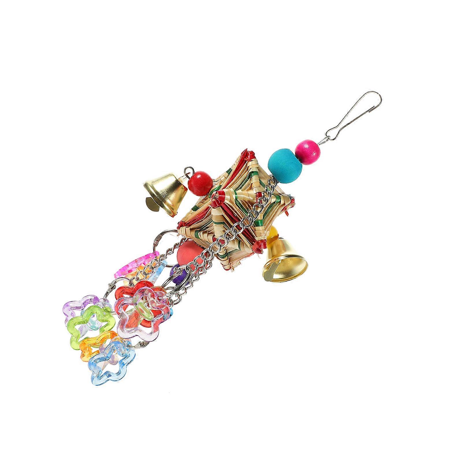 Multifunctional Assorted Color Acrylic Parrot Chew Toy for Birdcage Decoration and Relaxation 8.5 Inch