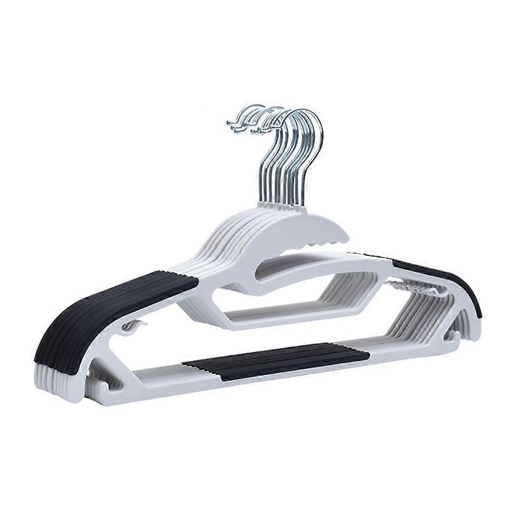 Slim and Strong Plastic Clothes Hangers with Non Slip Grip for Hanging Clothes Black 10 Pieces