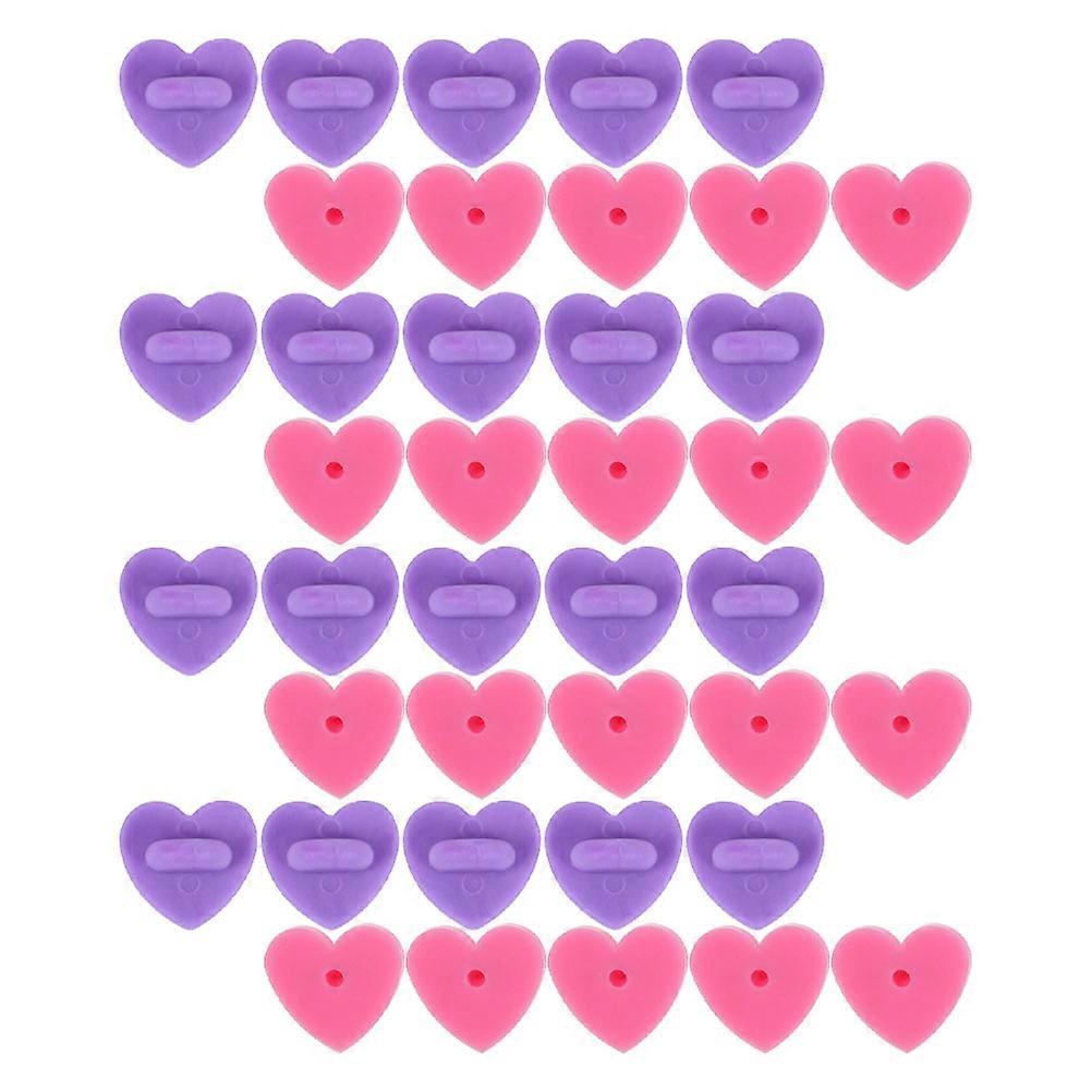 Assorted Color Heart Shaped Rubber Pin Backs for Decoration with Tight Clasp 200pcs