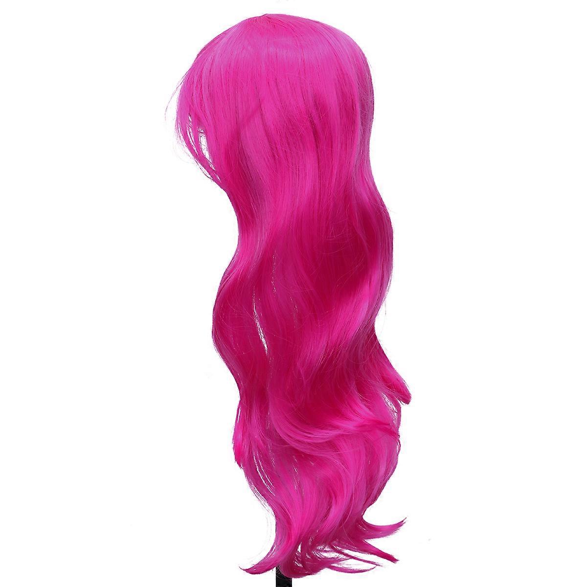 Women Curly Wig Made of High Temperature Fiber for Decoration in Rosy Color Suitable for Various Occasions