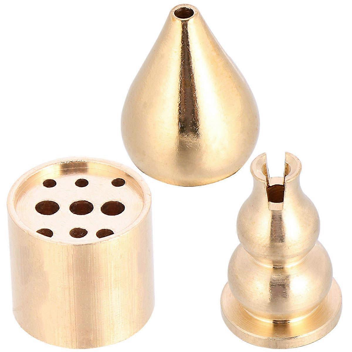 Home Copper Ornaments Relaxing Incense Burner Golden Cone Style Multi-holes Design 3Pack for Bedroom Study