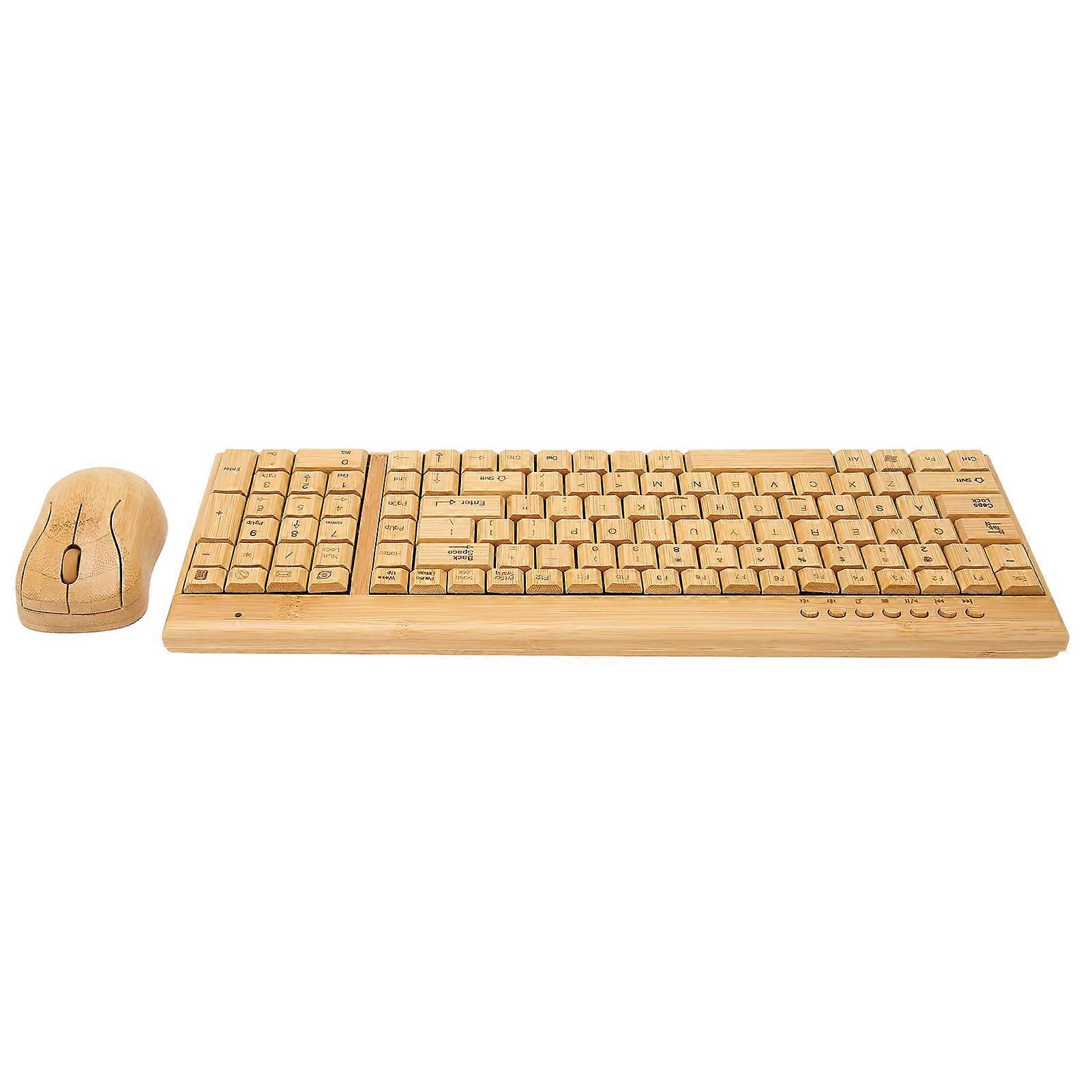Computer Wireless Devices 2.4GHz Wireless Connection Plug and Play Bamboo Wood Computer Control Devices for Office Mouse and Keyboard Combo 