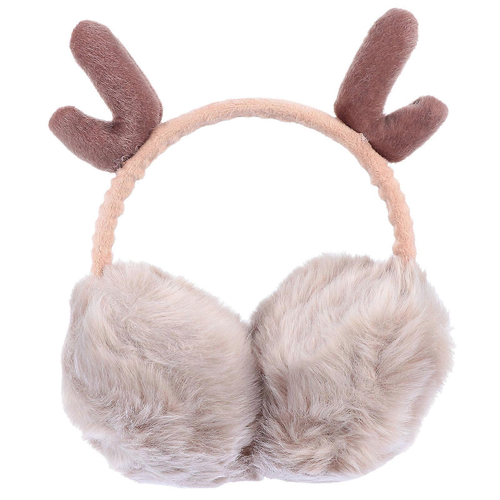 Mignon Bébé Cache-oreilles Forme Bois Porter Confortable Noël Hiver En Plein Air Kaki 1Pc