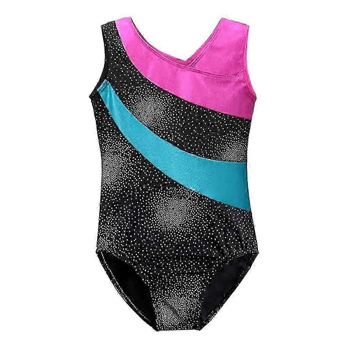 Comfortable Long Sleeve Elastic Leotard Outfit for Girls - Sport Gymnastics Dance Clothes for Ages 7-8 Years