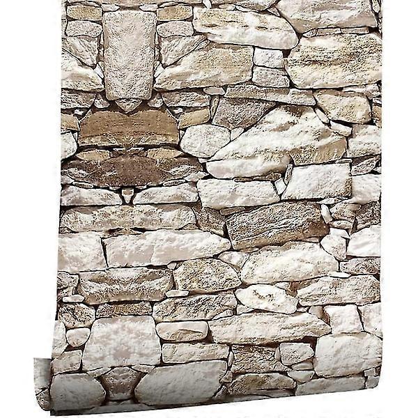 0.45*6M Self Adhesive Wallpaper Stone Brick Effect Leaves Removable Sticker Decorative PVC Vinyl Waterproof Film