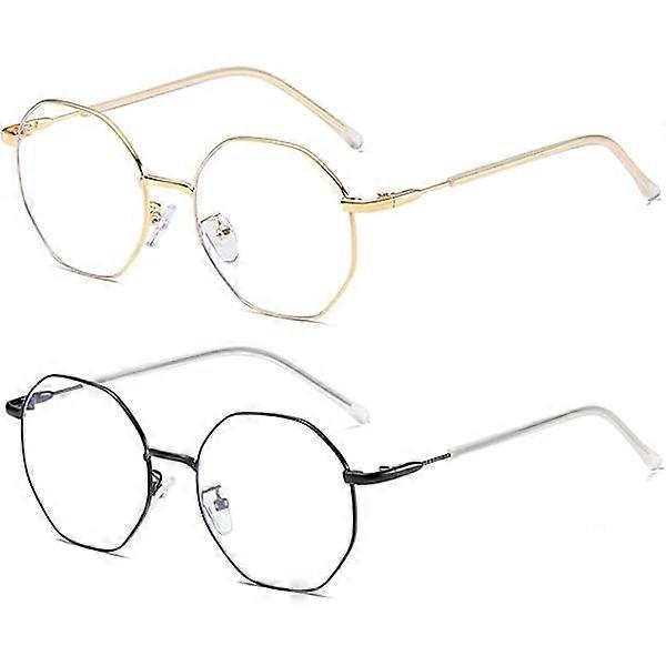 2-pack Blue Light Blocking Glasses Computer Glasses Hexagonal