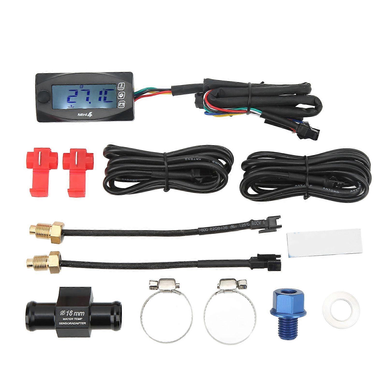 אוניברסלי 4 ב 1 אופנוע מד מתח טמפרטורת זמן שמן M12x1.5