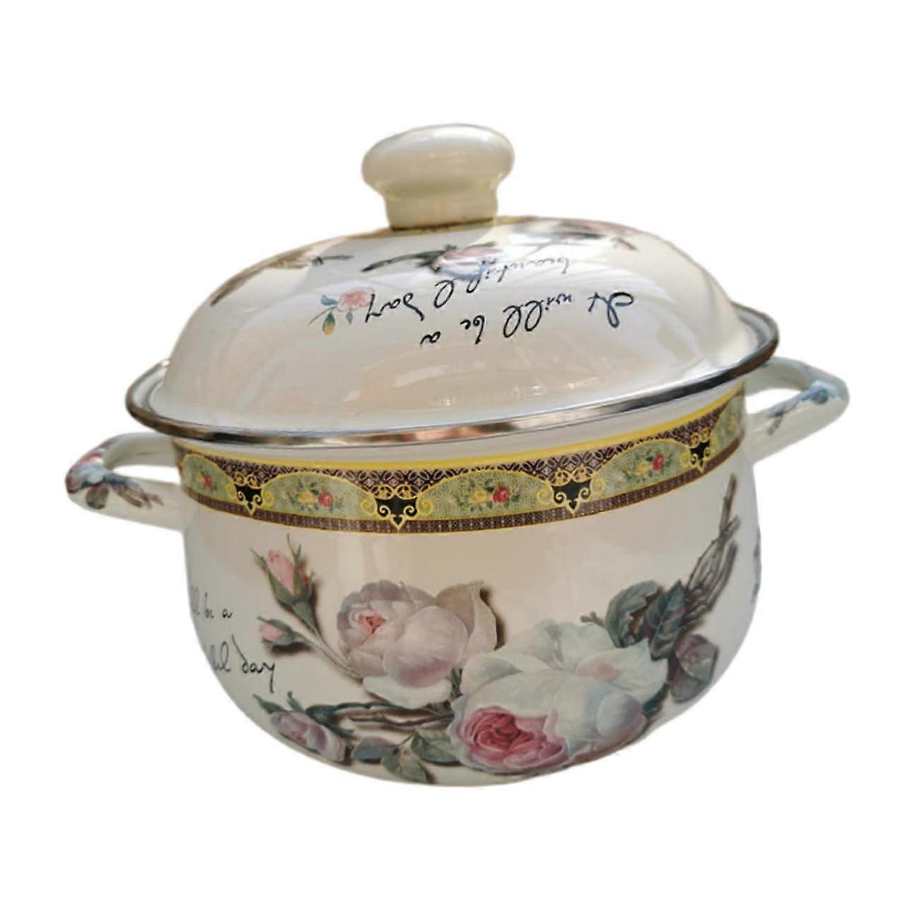 Enamel Soup Pot, Soup Maker, Deep Large Cooking Pot, Cooking Pots White