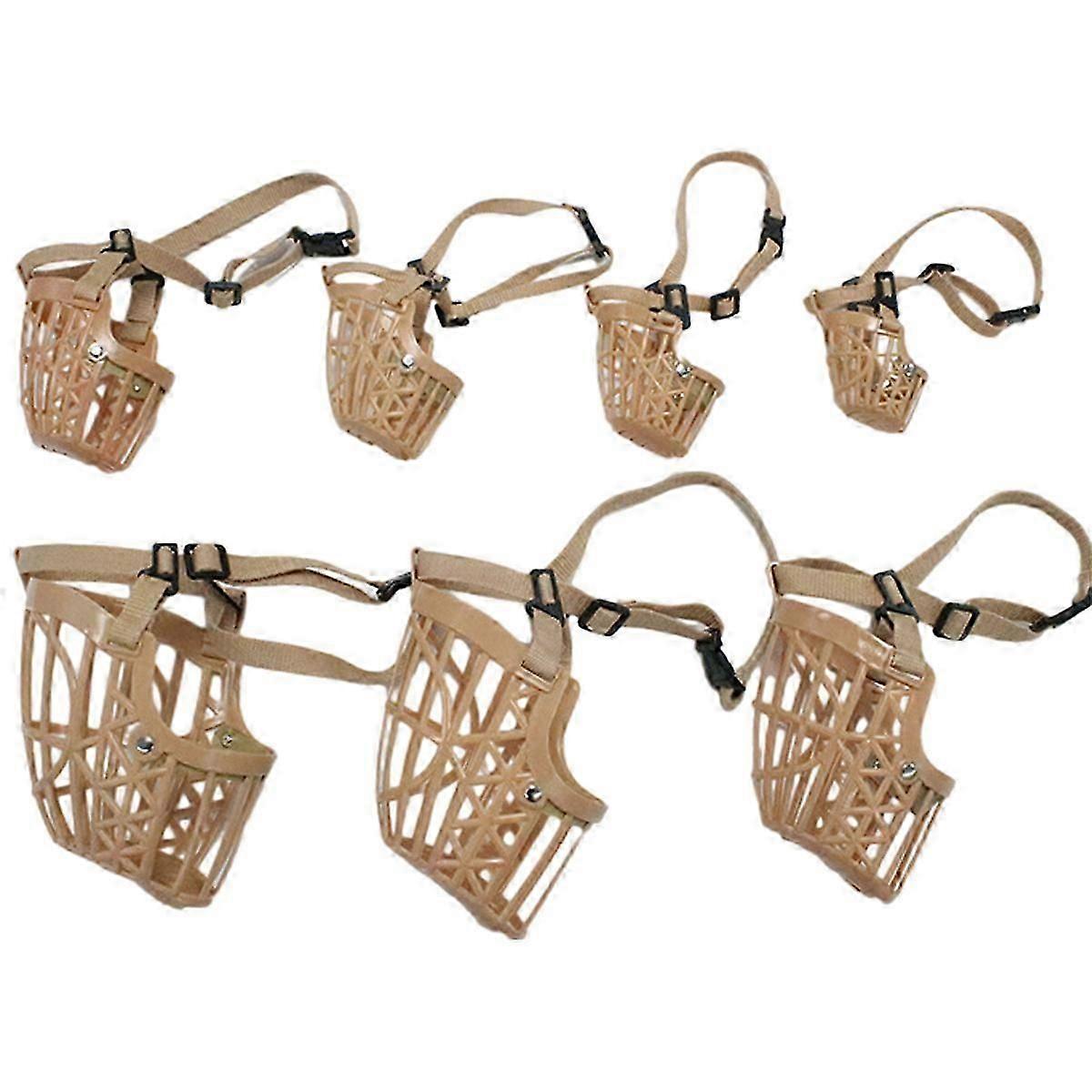 7Pcs Dog Muzzle Set, Breathable Basket Design with Anti-Bite Protection, Adjustable Straps for Customized Fit, Perfect for Training & Outdoor