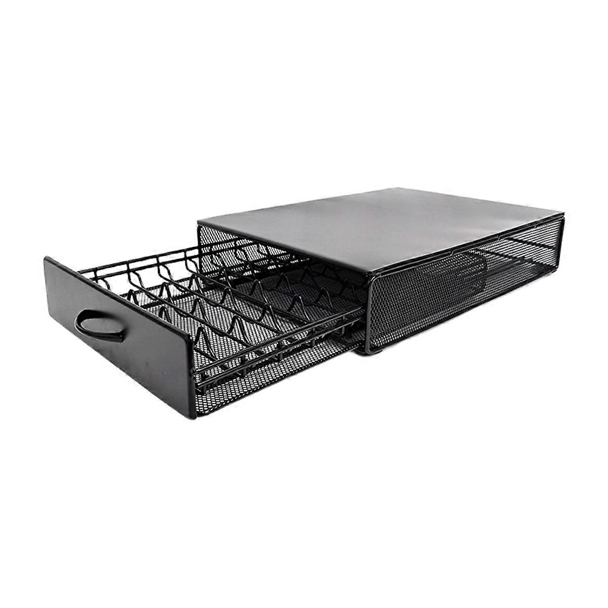 For Pod Holder Storage Drawer Black Metal Coffee Pod Holder for Vertuoline Capsule Orgainzer 40 Pod
